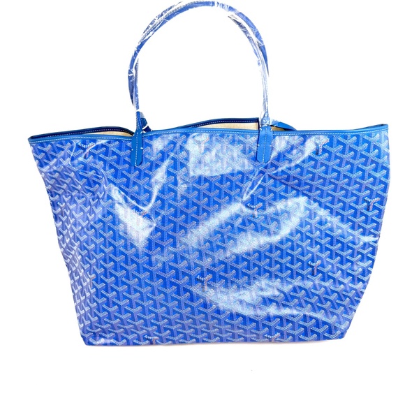 New GOYARD Goyardine Saint Louis GM Blue Tote Bag with Pouch - Picture 4 of 13